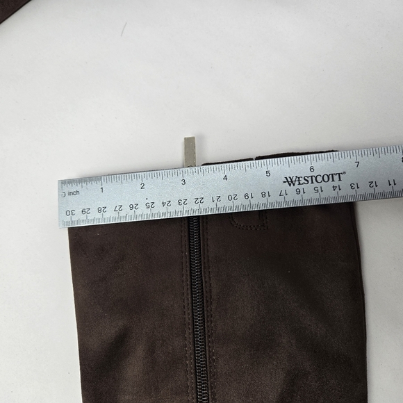 Nordstrom Rack Womens Knee High Heel Boots Sz 6.5M Faux Brown Suede Stretch Calf - Picture 5 of 11